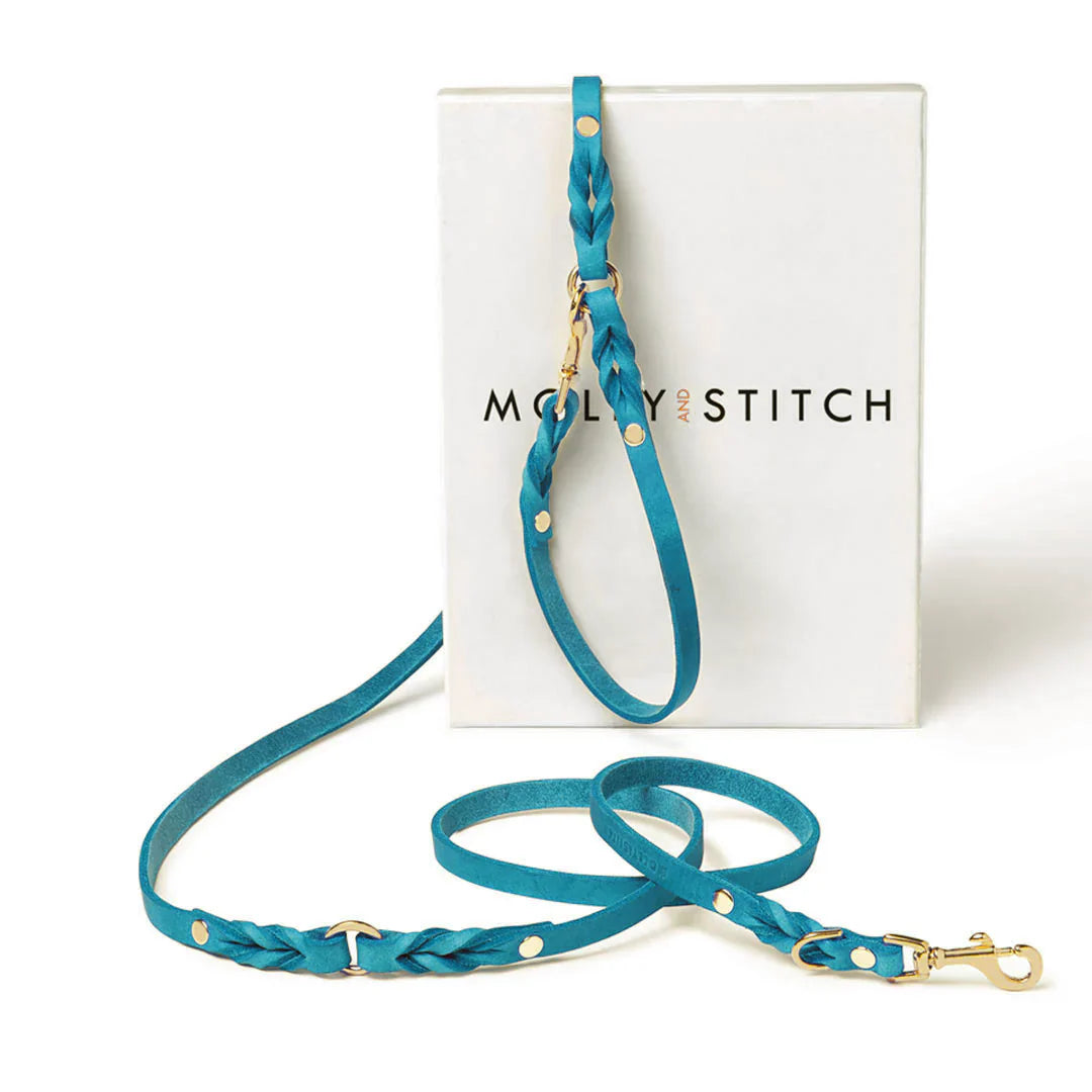 Повідець Butter Leather бірюзовий з пакуванням